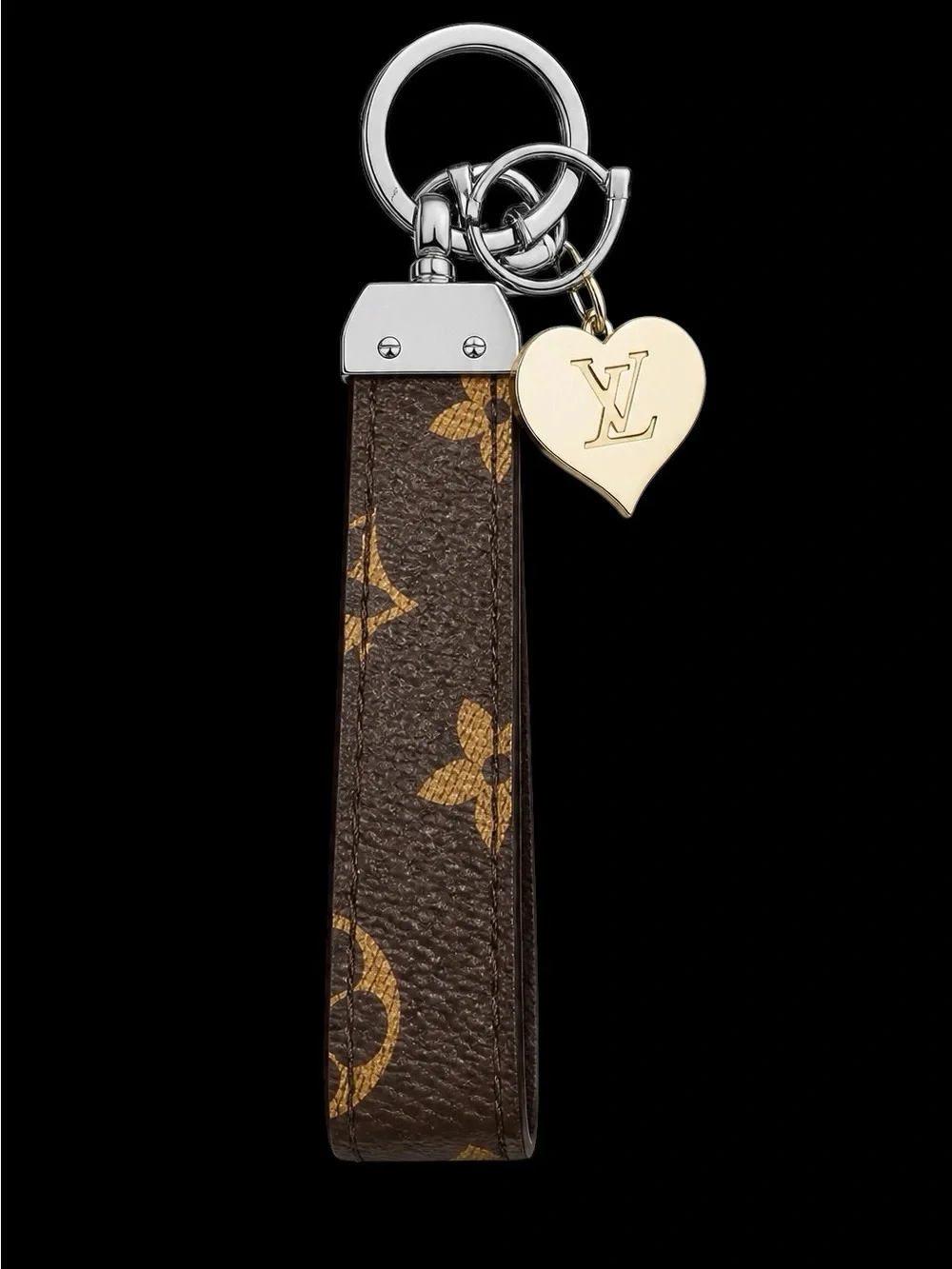 Monogram Wristlet Key Charm with Gold Heart Tag